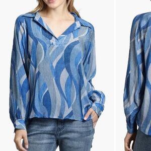 Stylish Blue Wave Women's Blouse